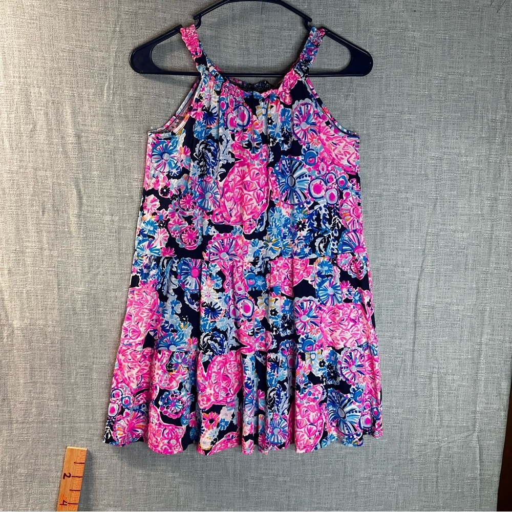 Lilly Pulitzer Girls Mini Loro Swing Dress Pink Pelican Off The Scales Cotton XL